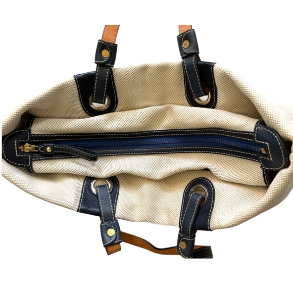 Dooney & Bourke Large Cream East West Grommet Tote Bag Shopper Handbag Purse - Picture 5 of 16